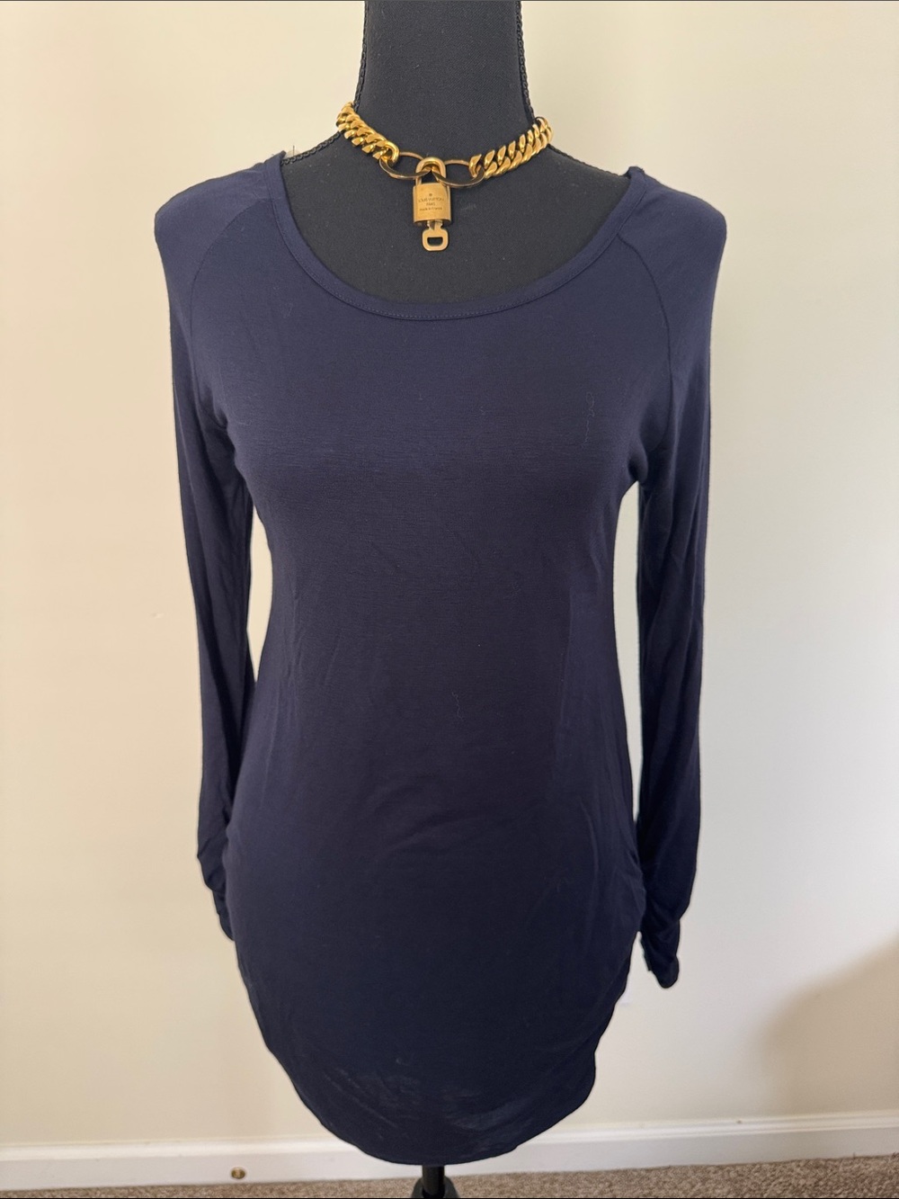 NWT Vanilla Bay Women's Long-Sleeve Scoop Neck Top - Navy S